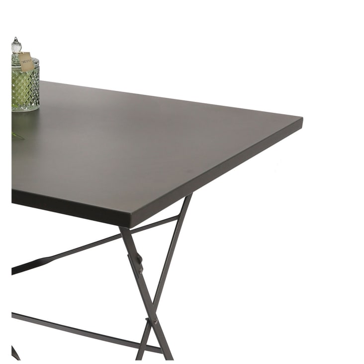 Table rectangulaire de jardin pliable en métal gris anthracite cropped-2