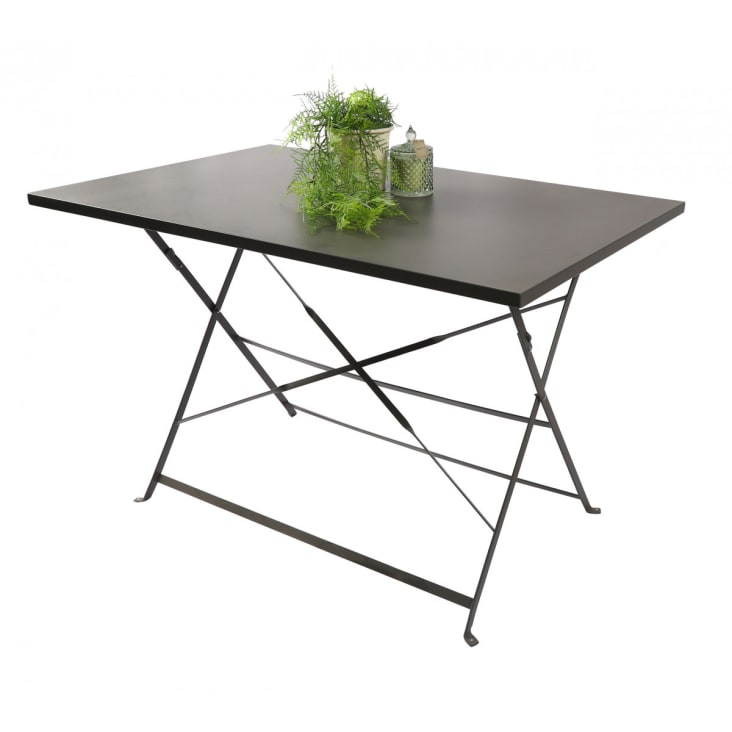 Table rectangulaire de jardin pliable en métal gris anthracite cropped-3