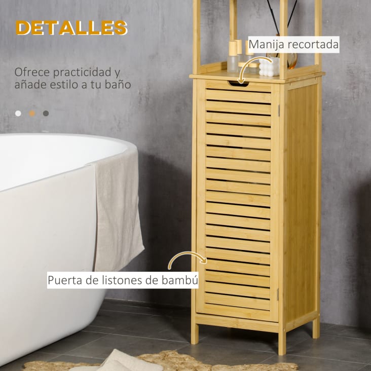 Estantería de bambú para baño 36 x 33 x 140cm color madera