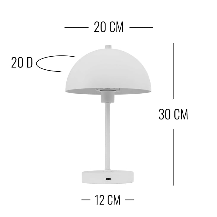 Lampe de table en métal blanc mat, h 30 cm 20 cm Stockholm STOCKHOLM | Maisons du Monde