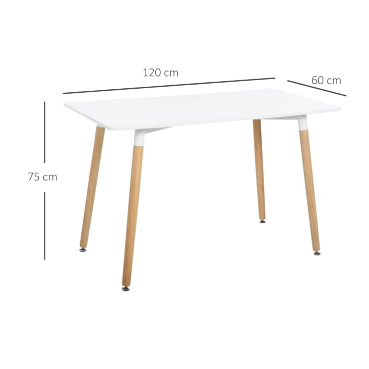 Mesa de comedor color blanco 120 x 60 x 75 cm cropped-3