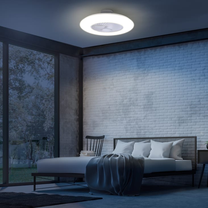 Ventilador de techo silencioso con luz LED 6 palas reversibles