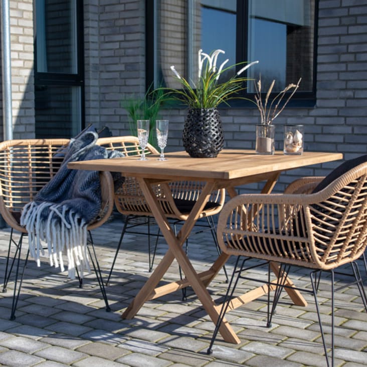 Table à manger en teck pour balcon 120x60cm House Nordic - HUELVA