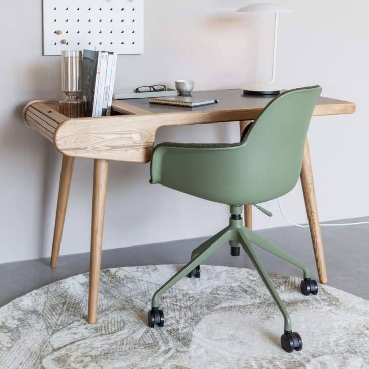 Chaise de bureau en tissu bouclette avec accoudoirs pivotante à roulettes  Zuiver - ALBERT KUIP