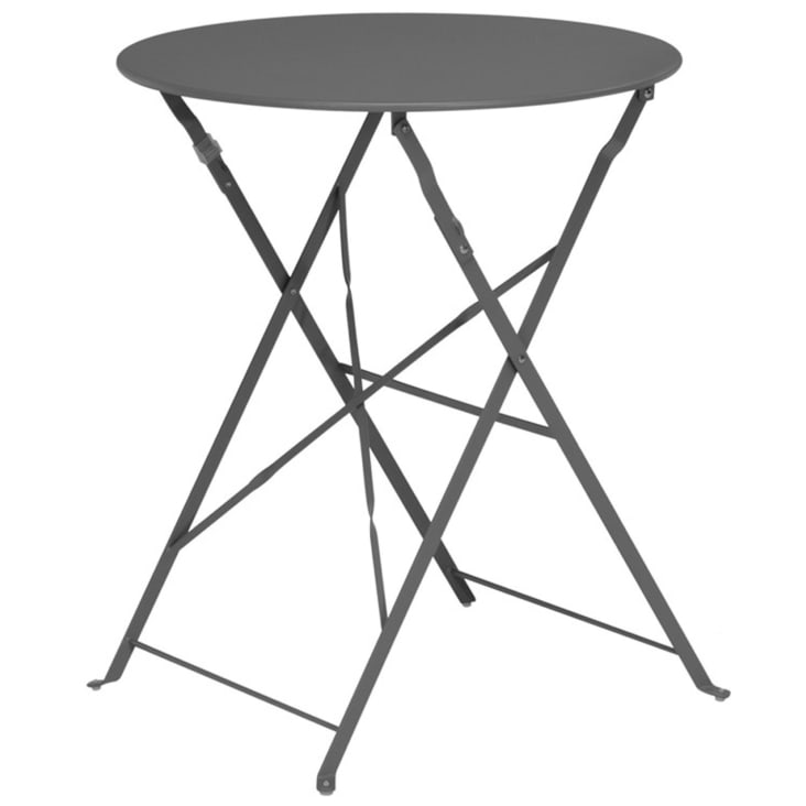 Set table + 2 chaises de jardin pliable en métal gris cropped-4