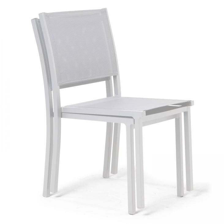 Lot de 2 chaises de jardin aluminium et textilène blanc-Nice cropped-2
