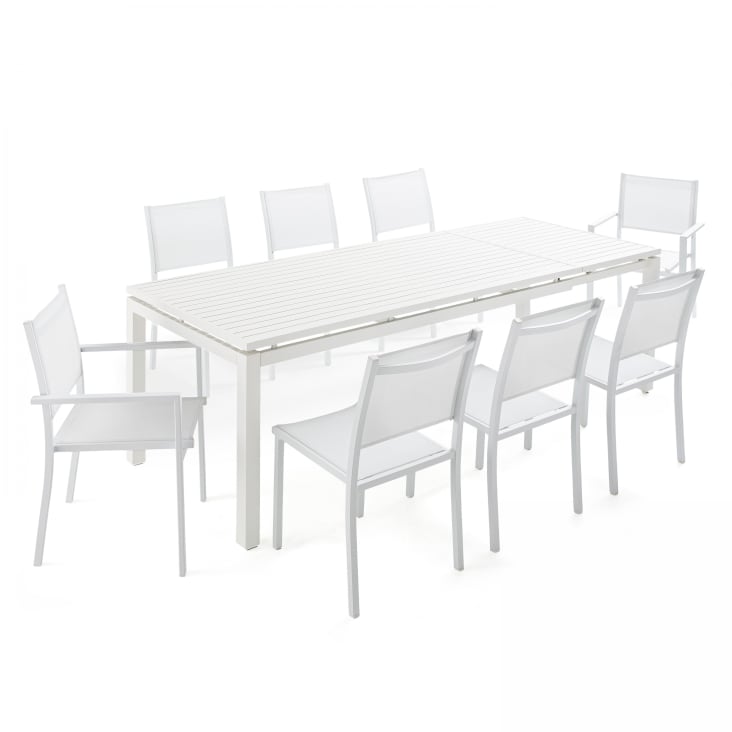 Lot de 2 chaises de jardin aluminium et textilène blanc-Nice cropped-9