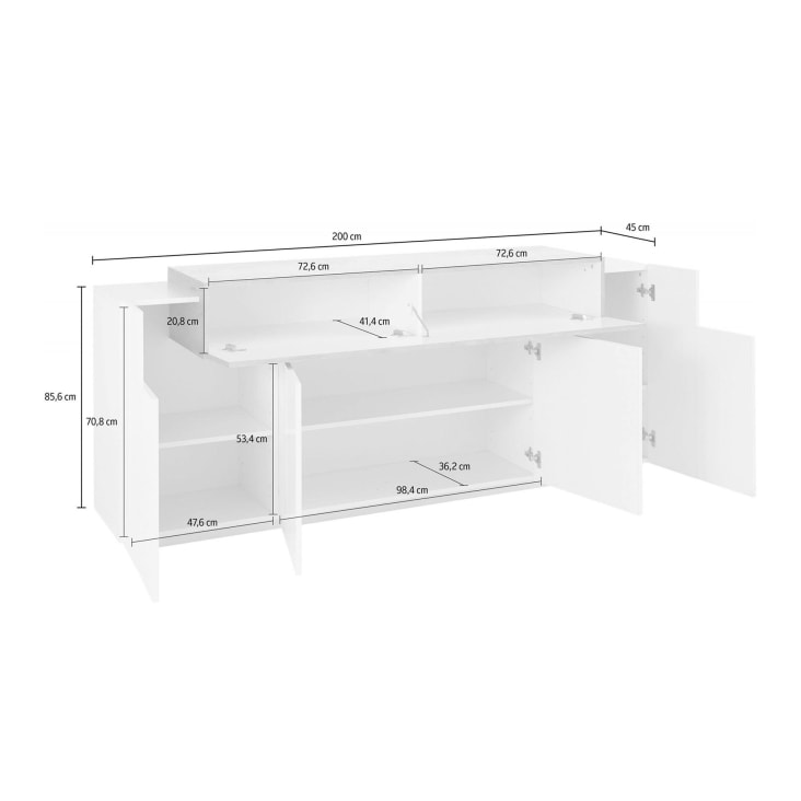 Madia moderna a 7 ante effetto legno bianco