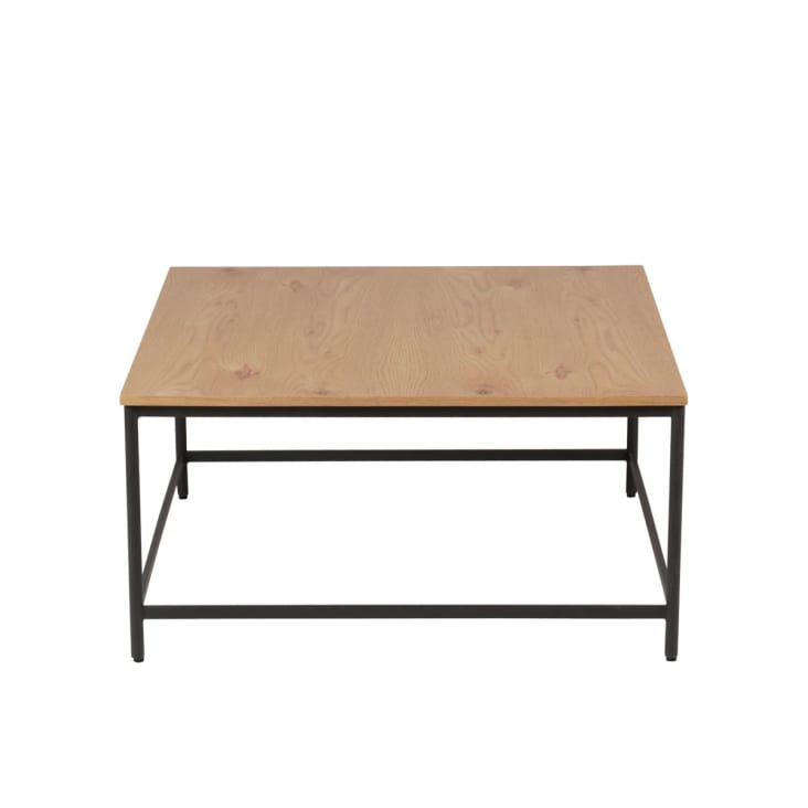 Table basse carrée bois et métal 80 cm-Allure