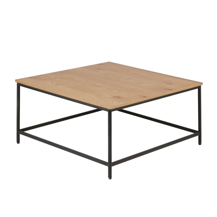 Table basse carrée bois et métal 80 cm-Allure cropped-2