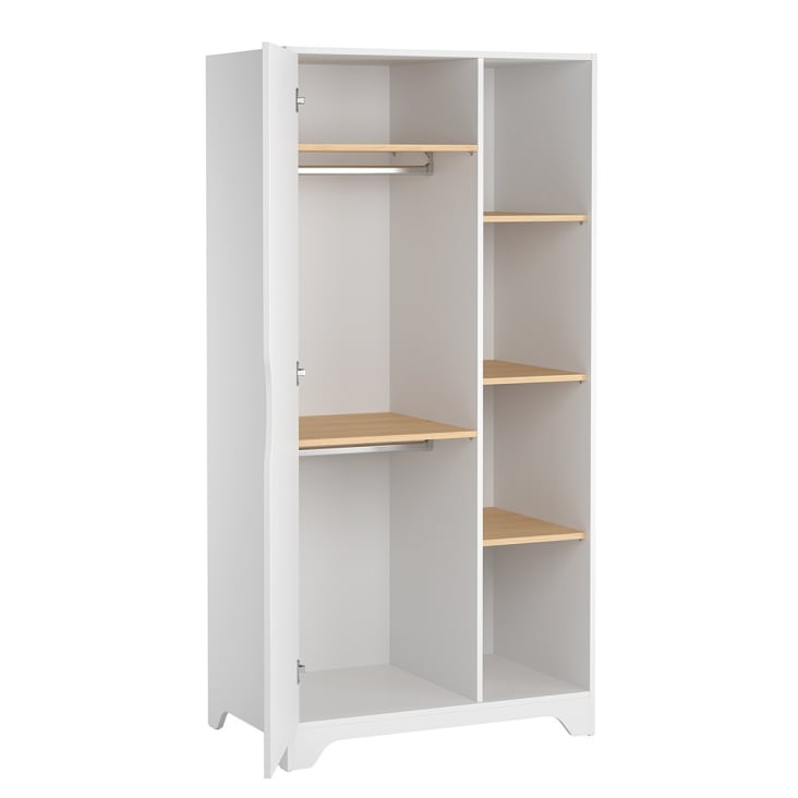 Armoire penderie blanche bois recyclé 85 cm BRISTOL