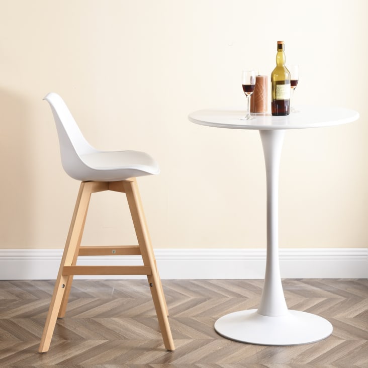 Set di 2 sgabelli da bar bianchi con gambe in legno Maisons du Monde