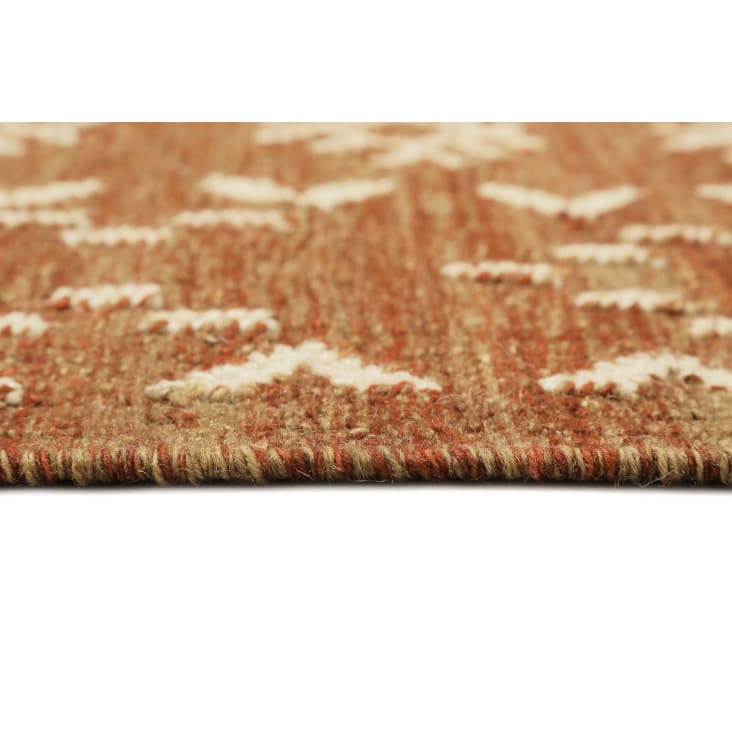 Tapis ethnique tissé main laine et coton brique beige 160x230-Monaco cropped-3