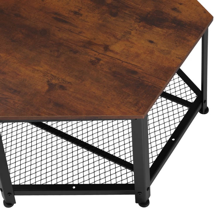 Tavolino da salotto esagonale industriale scuro 86,5 x 75 x 46,5 cm