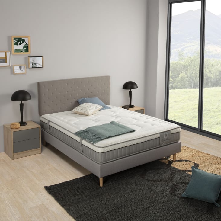 Base tapizada para dormitorio moderno - Muebles Valencia Medidas 90x190 cm  Acabado Polipiel Visón LD