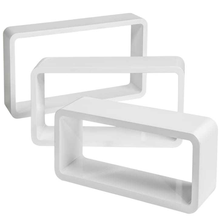 3 estanterías para pared leonie madera mdf negro/blanco