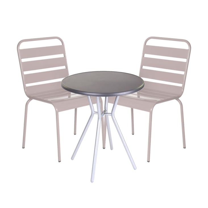 Conjunto de mesa y 2 sillas de jardín  Vega negro y beige