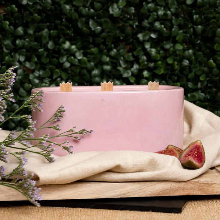Bougie xxl en béton rose pastel parfum fleur de coton-Bougies xxl -béton uni cropped-2