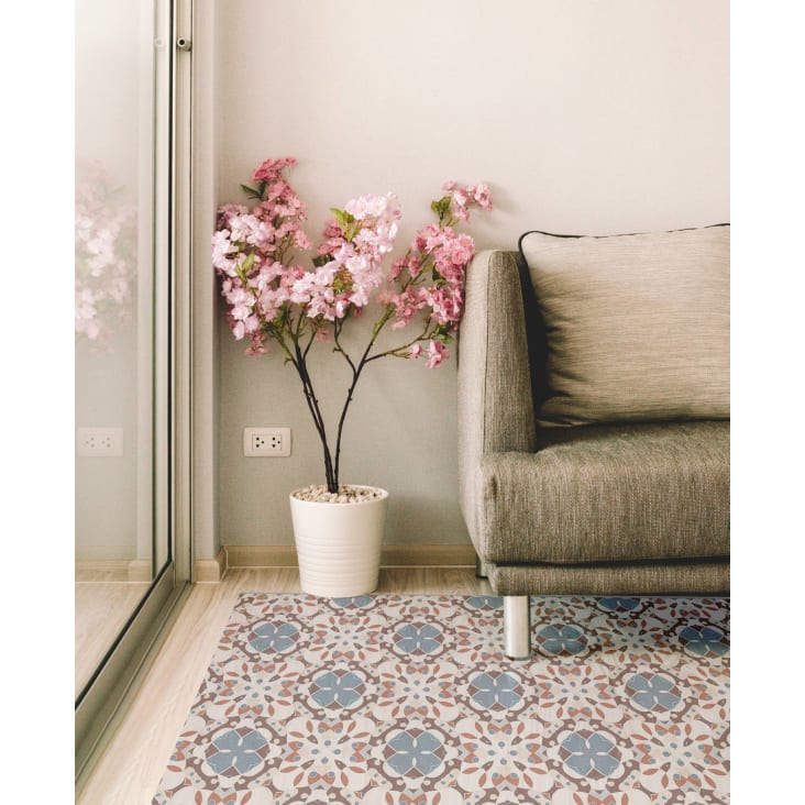 Alfombra vin lica hidr ulico oriental mosaico azul 200x200 cm