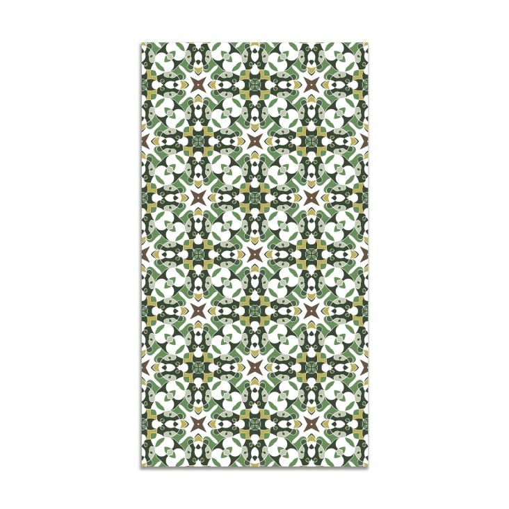 Alfombra vinílica azulejo hidráulico tipo oriental verde 40x80 cm ALFOMBRAS  ORIENTALES