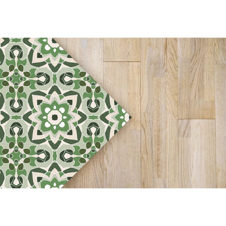Alfombra vinílica azulejo oriental floreada verde 60x250 cm-ALFOMBRAS ORIENTALES cropped-4