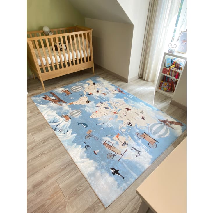 Kinderteppich Weltkarte mit Tieren 160x230 HAPPY | Maisons du Monde | Kurzflor-Teppiche
