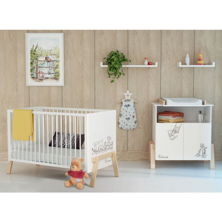 Robin - Armario para niños en forma de cabaña color blanco y madera de pino