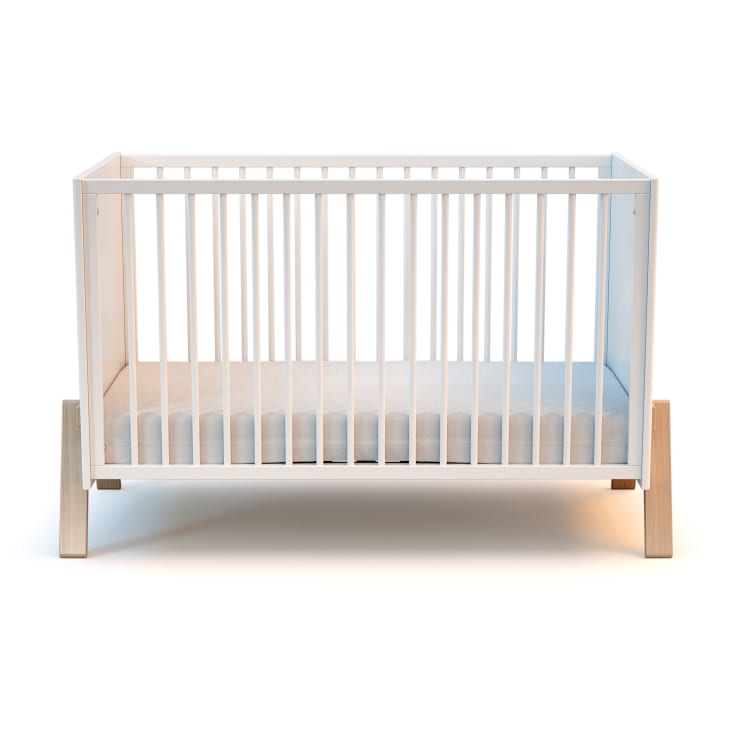 Cuna de madera para niños (blanco) con cajón 120 x 60 cm + colchón de  espuma + barrera de seguridad de madera + funda protectora