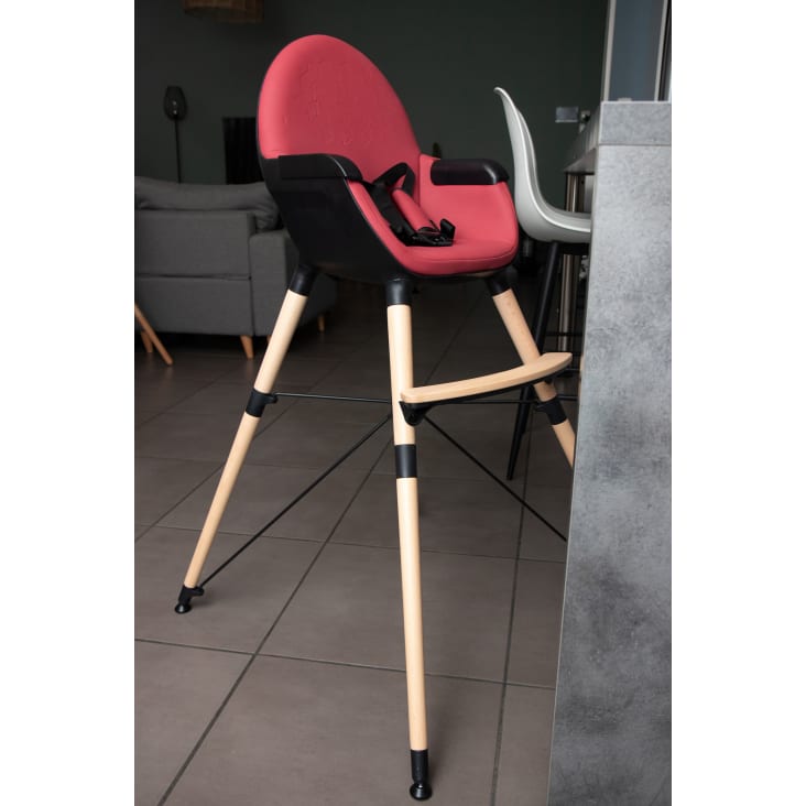AT4 Chaise haute enfant évolutive CONFORT bois noir/bordeaux
