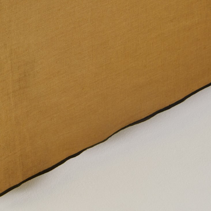 Cache sommier Bronze et bourdon noir en Lin (Uni Moderne) - 90x200 cm-Carlina cropped-4