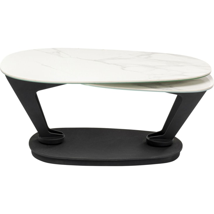 Table basse pivotante en verre effet marbre blanc et acier-Franklin cropped-5