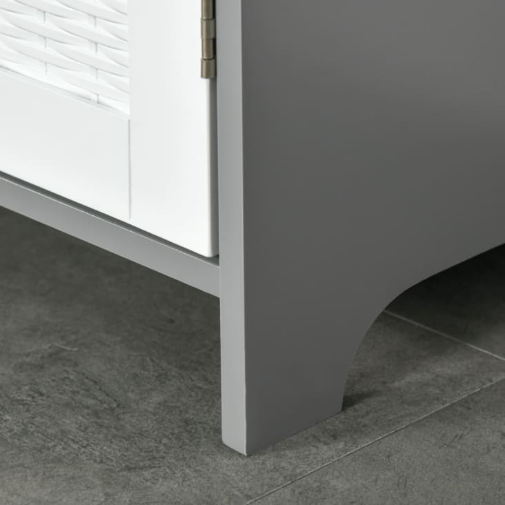 Mueble auxiliar para baño con un diseño estrecho y compacto de color gris y  blanco Kleankin