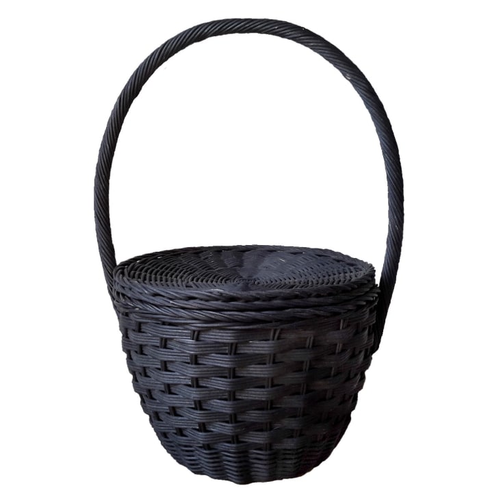 Cesto In Rattan Intrecciato A Mano – Borsa Da Spiaggia E Picnic, 23x22.5x14.5 Cm, Con Doppi Manici, Per Frutta, Spesa E Regali