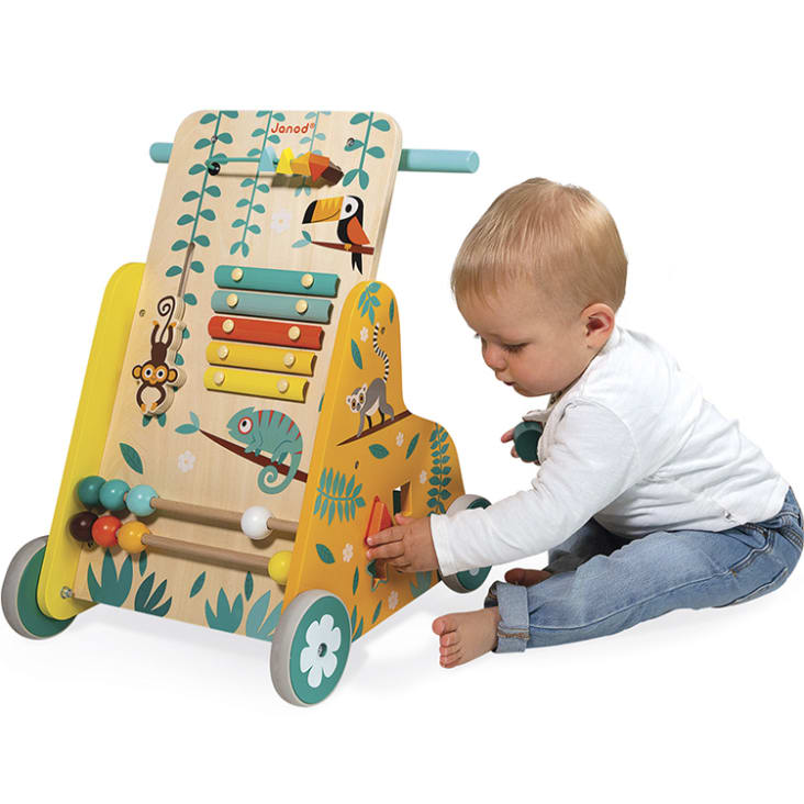 CHARIOT À POUSSER en bois pour bébé avec roues, jouet à tirer pour