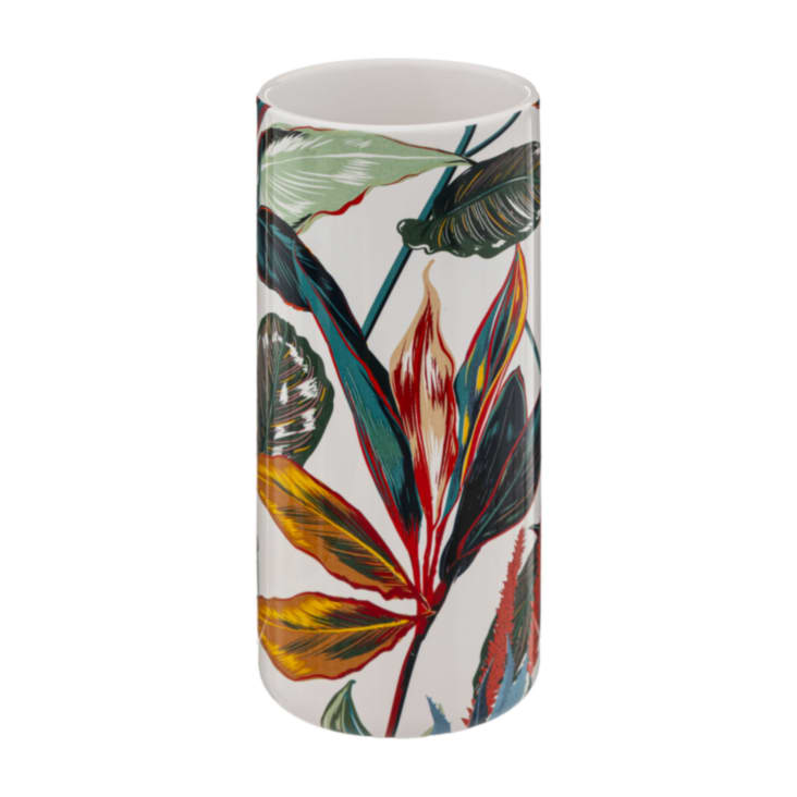 Brosse WC céramique et bambou feuillage exotique - 10.5x10.5x38cm cropped-4