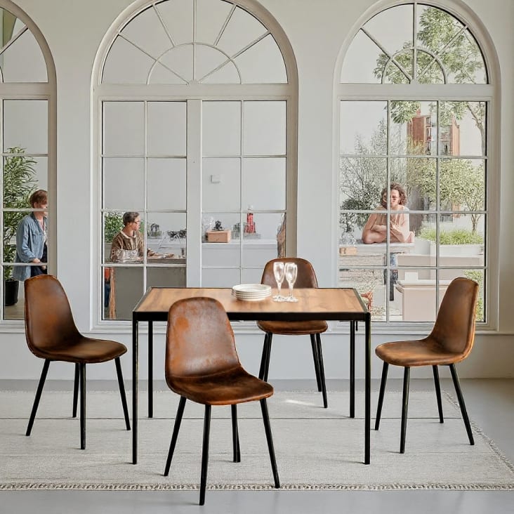 Set Tavolo Da Pranzo Industriale Con Panca E 2 Sgabelli - Legno E Metallo, Per 4 Persone, 2 Color - Foto 8