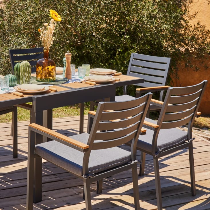 Ensemble de table 160/80×80 cm et 4 chaises en aluminium gris-OSAKA cropped-3