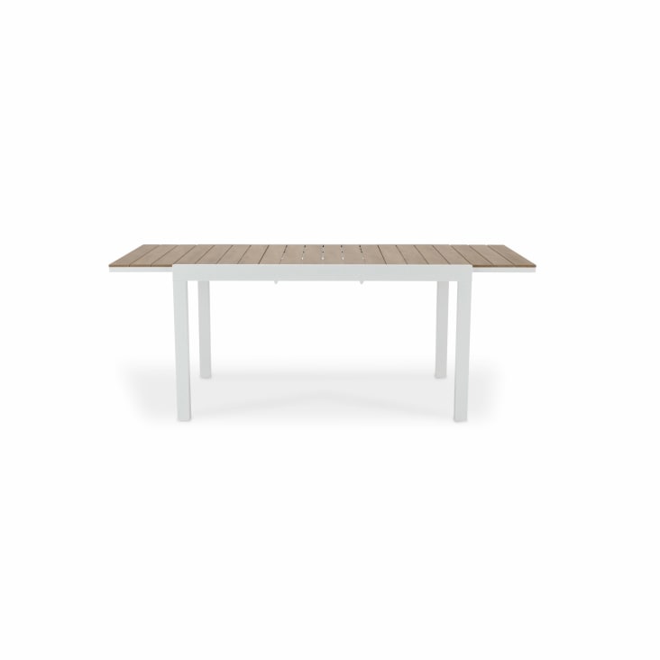 Mesa jardín extensible aluminio blanco 160/80x80 cm y polywood