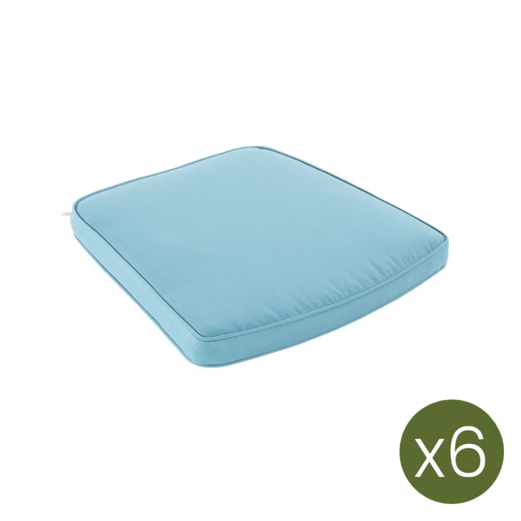 Pack de 6 cojines para sillas de jardín turquesa 45x47 cm Maisons du