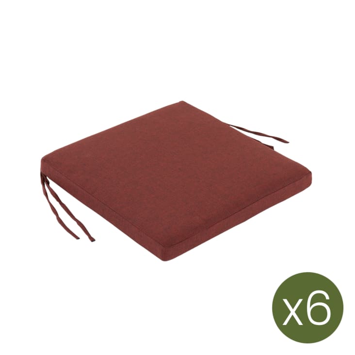 Pack de 6 cojines para sillas de jardín estándar olefin rojo 44x44 cm