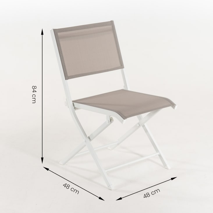 Pack de 2 sillas de exterior plegables 48x48x84 cm aluminio blanco cropped-4