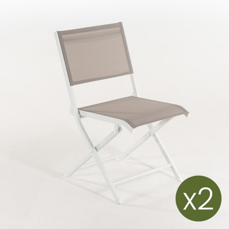 Pack de 2 sillas de exterior plegables 48x48x84 cm aluminio blanco cropped-6
