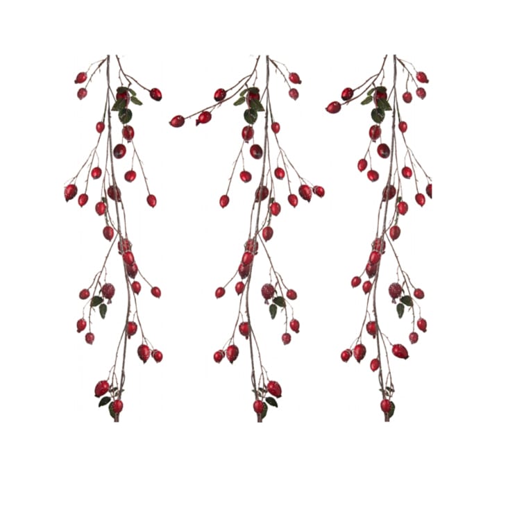 Guirlande décorative de baies effet grivé rouge L185-Noël