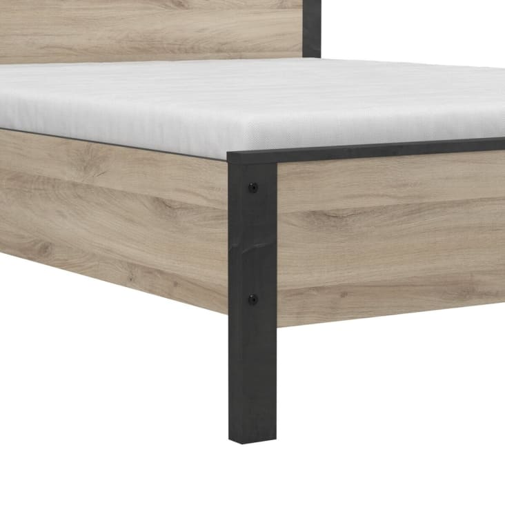 Letto per adulti a 2 piazze, Quercia e Nero - 140x190 cm COLORADO