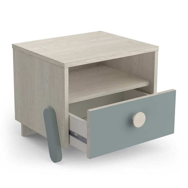 Comodino scandinavo 1 cassetto L39 cm - Legno e verde Ilian