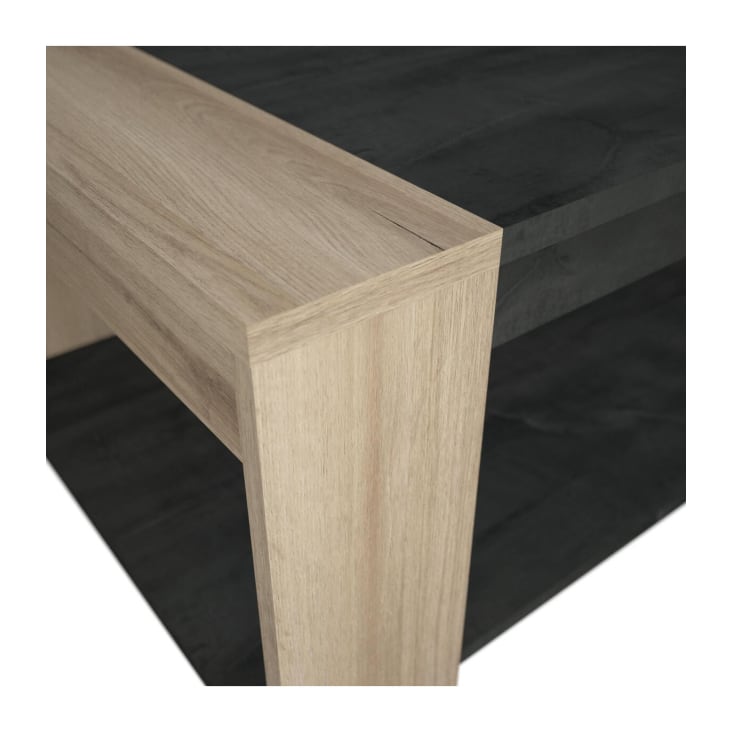 Table Basse 2 Plateaux L109 cm - Décor chêne et ardoise-Sheffield cropped-4