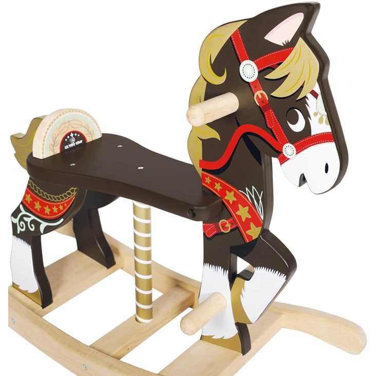 Cheval à bascule en bois Hudada ivoire avec arceau - Made in Bébé