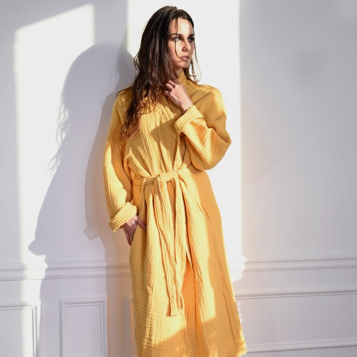 Peignoir en gaze de coton miel S