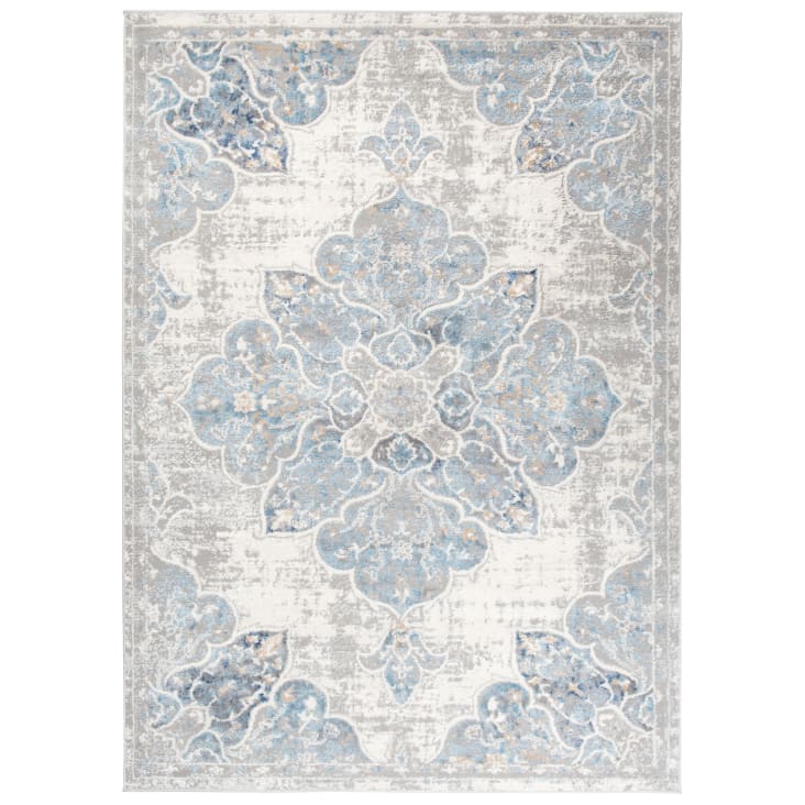 Tappeto da soggiorno vintage crema blu grigio fiori 80x150 VALLEY