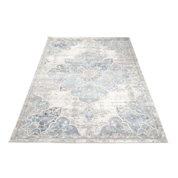 Tappeto Valley Pelo Corto 200x300 Cm - Design Vintage Per Soggiorno, Bianco/Blu, Oeko-Tex - Foto 2